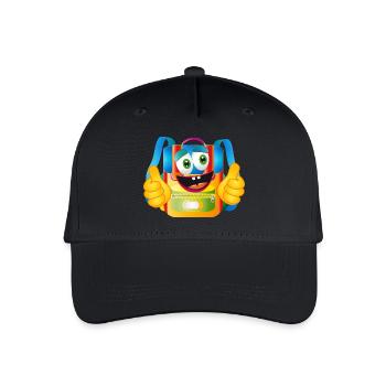 Lustiger Comic-Schulranzen mit Daumen hoch - Kinder Bio Basecap - Schwarz - Vorne