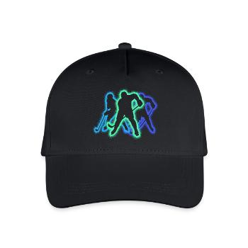 Eishockey Silhouette Jungen Eishockeyspieler - Kinder Bio Basecap - Schwarz - Vorne