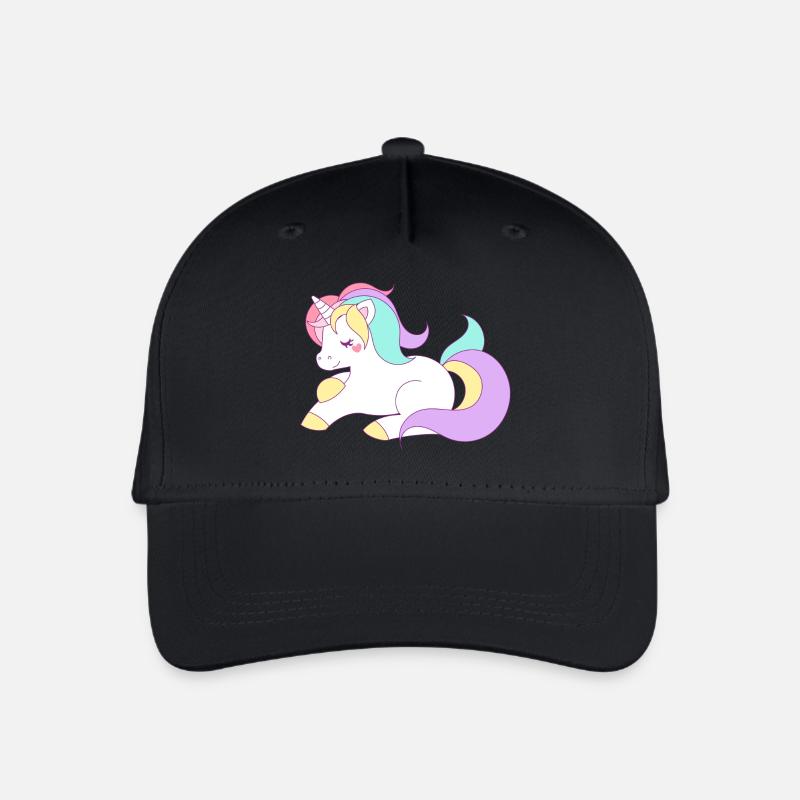 süßes Einhorn Pferd Pony Regenbogen - Kinder Bio Basecap - Schwarz