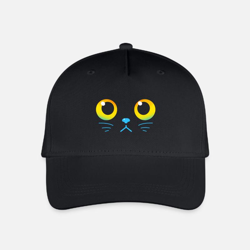 Neugierige schwarze Katzenaugen - Kinder Bio Basecap - Schwarz