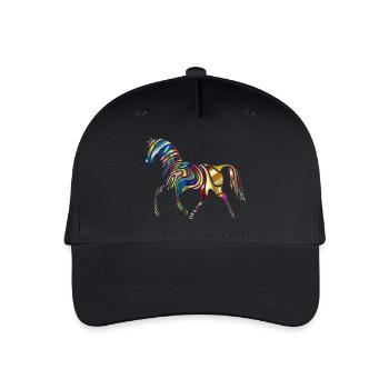Pferd - bunt durch die Welt - Kinder Bio Basecap - Schwarz - Vorne