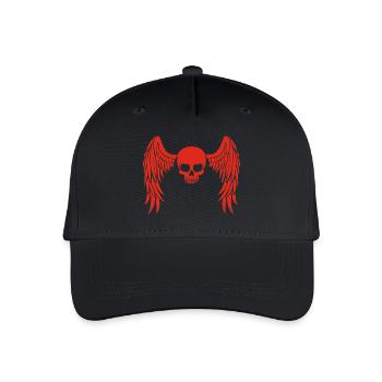 Red winged skull - Organic Kids’ Baseball Cap - black - Front