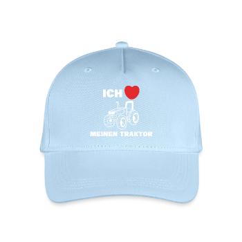 Herz Statement Ich Liebe Traktor Landmaschinen - Kinder Bio Basecap - Hellblau - Vorne