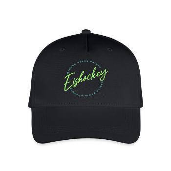 Eishockey Fans Pucks Helm Spruch Neon Hockey Fun - Kinder Bio Basecap - Schwarz - Vorne