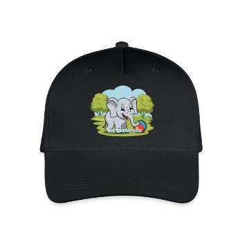 ELEFANTEN, FREUDE AUF SCHRITT UND TRITT - Kinder Bio Basecap - Schwarz - Vorne