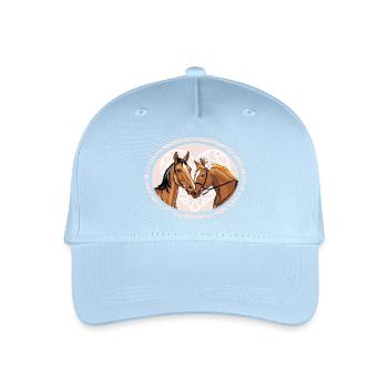 Portrait de chevaux aimants dans un cadre décoratif - Casquette de baseball bio Enfant - bleu clair - Devant