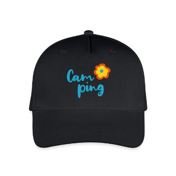 Camping Blume Camper Fan Urlaub Van Life Sommer - Kinder Bio Basecap - Schwarz - Vorne