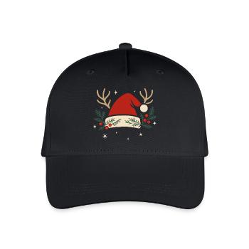 Christmas hat with antlers and fir branches - Organic Kids’ Baseball Cap - black - Front