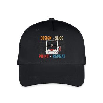3D-Druck Evolution – Design Slice Print Repeat - Kinder Bio Basecap - Schwarz - Vorne