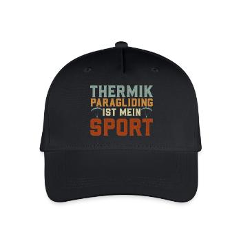 Gleitschirm THERMIK PARAGLIDING IST MEIN SPORT - Kinder Bio Basecap - Schwarz - Vorne