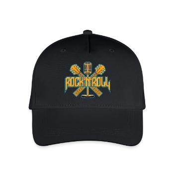 Rock 'n' Roll Retro-Mikrofon mit Gitarren - Kinder Bio Basecap - Schwarz - Vorne