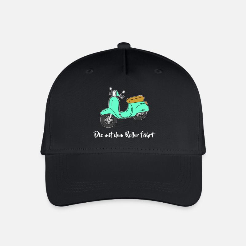 Retro - Die mit dem Roller fährt - Kinder Bio Basecap - Schwarz