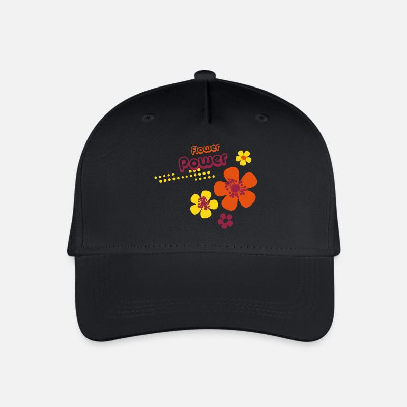 Flower Power - Kinder Bio Basecap - Schwarz