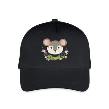 Zauberhafte süße Maus mit zartem Grün im Frühling - Kinder Bio Basecap - Schwarz - Vorne