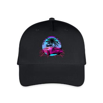 Retro Wave Sport Car Vaporwave Sunset - Organic Kids’ Baseball Cap - black - Front