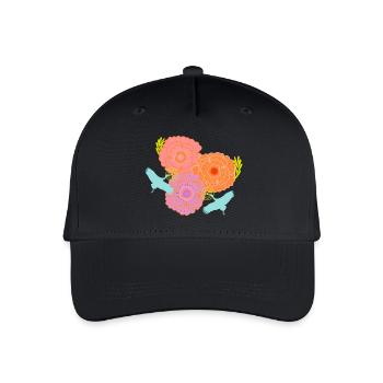 Pfingstrose und Kräne - Kinder Bio Basecap - Schwarz - Vorne