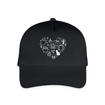 Halloween Herz (Farbe änderbar Personalisieren) - Kinder Bio Basecap - Schwarz - Vorne