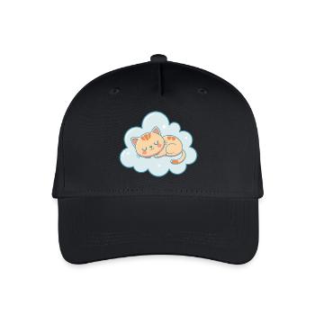 Dreamy kitten on pastel sky blue cloud - Organic Kids’ Baseball Cap - black - Front