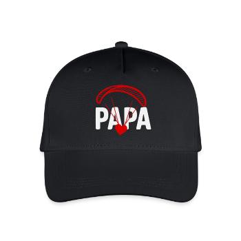 Papa Gleitschirm mit Herz - Kinder Bio Basecap - Schwarz - Vorne