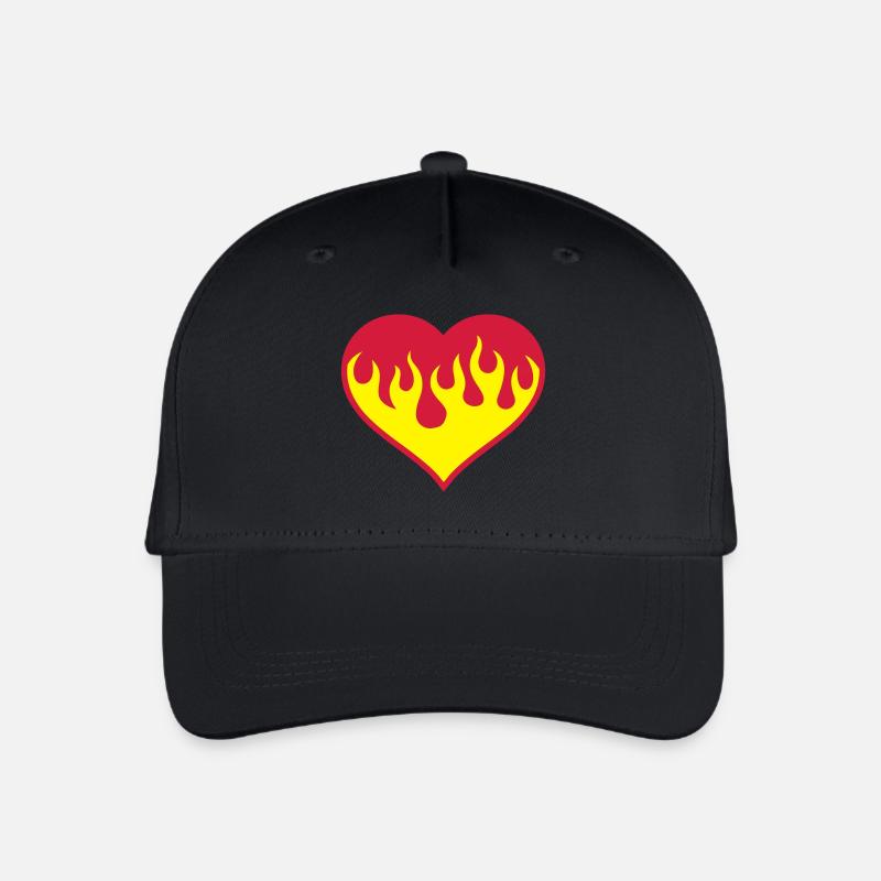 Flammendes Herz - Kinder Bio Basecap - Schwarz