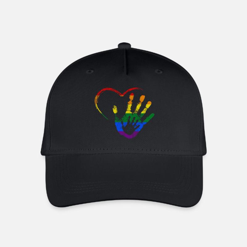 RAINBOW HAND IN HAND - Kinder Bio Basecap - Schwarz