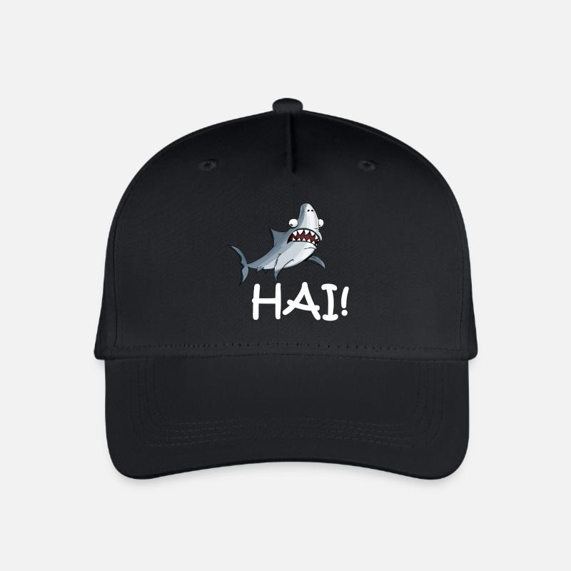 Shark with lettering - Organic Kids’ Baseball Cap - black