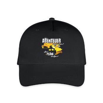 Abenteuer Camper Van Caravan Reisen Gitarre Spruch - Kinder Bio Basecap - Schwarz - Vorne