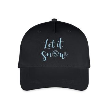 Let it snow Schnee Quote Schneeflocke Weihnachten - Kinder Bio Basecap - Schwarz - Vorne