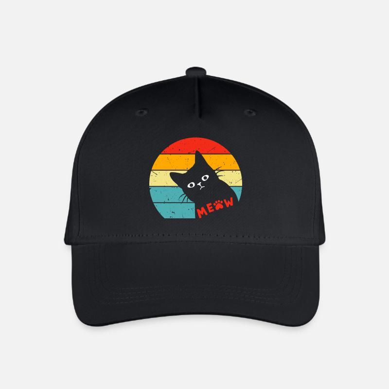 Retro Schwarze Katze 3 - Kinder Bio Basecap - Schwarz