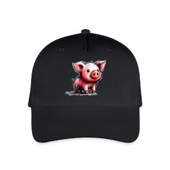 Schweinchen - Kinder Bio Basecap - Schwarz - Vorne