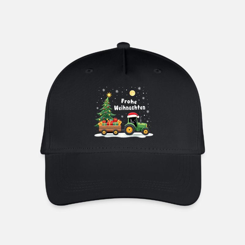 Fröhliche Weihnachten Santa Traktor Bauer Fährt - Kinder Bio Basecap - Schwarz