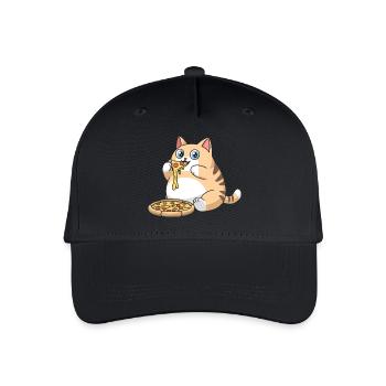 Chat potelé mignon mangeant de la pizza - Casquette de baseball bio Enfant - noir - Devant