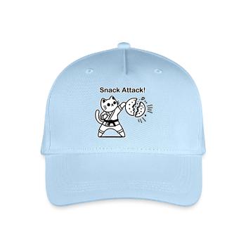 Karate-Katze, die einen Keks schlägt - Snack Attack Design - Kinder Bio Basecap - Hellblau - Vorne