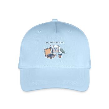 Chat Kawaii avec Pizza Design - Casquette de baseball bio Enfant - bleu clair - Devant