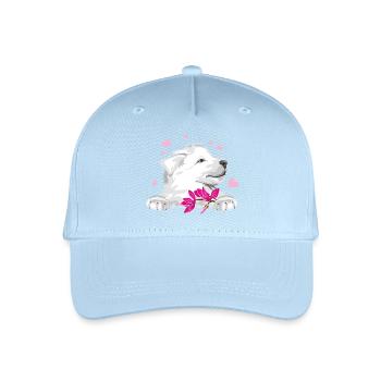 Chiot Berger suisse heureux avec des fleurs et des cœurs - Casquette de baseball bio Enfant - bleu clair - Devant