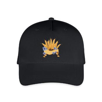 Weizenähren und Kornblumen Blüten mit Banner - Kinder Bio Basecap - Schwarz - Vorne
