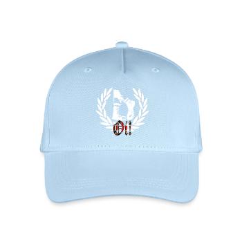 UK Boots Lorbeer Flaggenstil Oi! Skinhead - Kinder Bio Basecap - Hellblau - Vorne