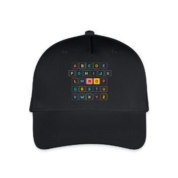 ABC Button NO - Kindergarten Vorschule Schule - Kinder Bio Basecap - Schwarz - Vorne