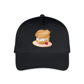 Mit Sahne und Kirsche gefüllter Windbeutel - Kinder Bio Basecap - Schwarz - Vorne