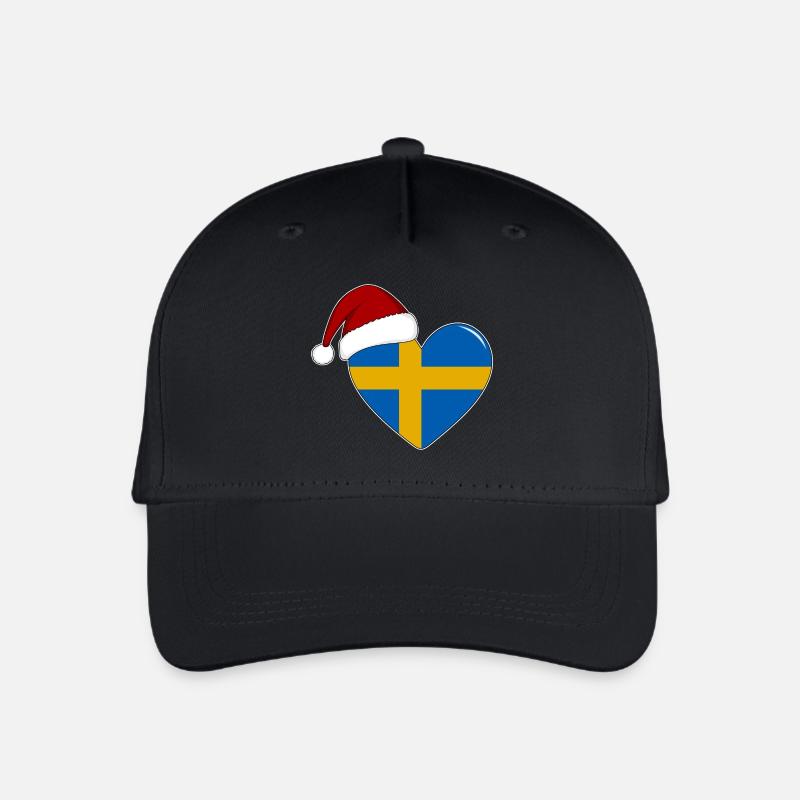 Schweden Flagge Weihnachten Herz - Kinder Bio Basecap - Schwarz