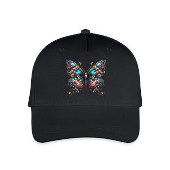 Schmetterling - Kinder Bio Basecap - Schwarz - Vorne