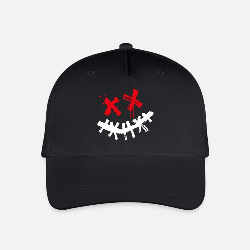 Purge Smilie Techwear Style - Kinder Bio Basecap - Schwarz