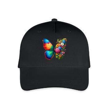 Bunter Schmetterling, von der Natur inspirierte Sommerstimmungen - Kinder Bio Basecap - Schwarz - Vorne
