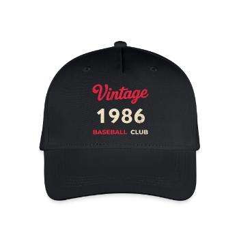 Vintage 1986 – Baseball Club Retro Birth Year - Organic Kids’ Baseball Cap - black - Front