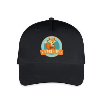 Schulkind - schlauer Fuchs - Schulbeginn - Kinder Bio Basecap - Schwarz - Vorne