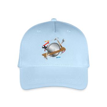 Circular saw blade with wooden board and tools - Organic Kids’ Baseball Cap - light blue - Front