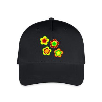 70er Jahre Blume Muster - Kinder Bio Basecap - Schwarz - Vorne
