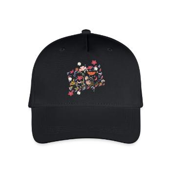 florale Airmail Rahmen mit wunderschönen Blüten - Kinder Bio Basecap - Schwarz - Vorne