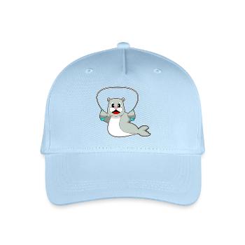 Seehund Seilspringen Springseil Fitness - Kinder Bio Basecap - Hellblau - Vorne