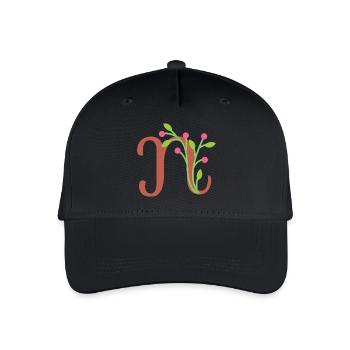 Elegant letter 'N' with flowers - Organic Kids’ Baseball Cap - black - Front
